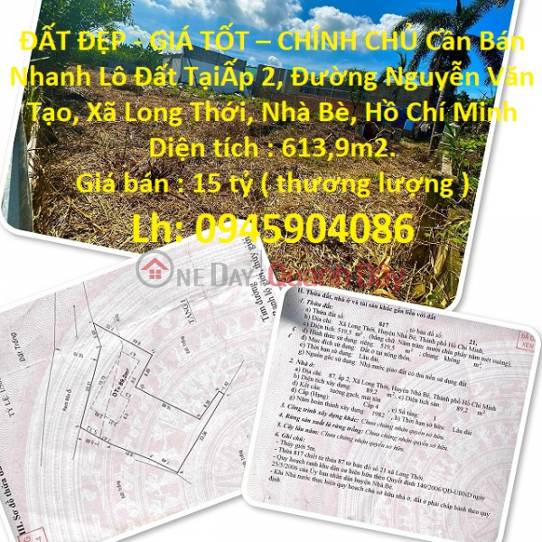 BEAUTIFUL LAND - GOOD PRICE - GENERAL FOR SALE Quick Land Lot In Nha Be District, HCMC Sales Listings