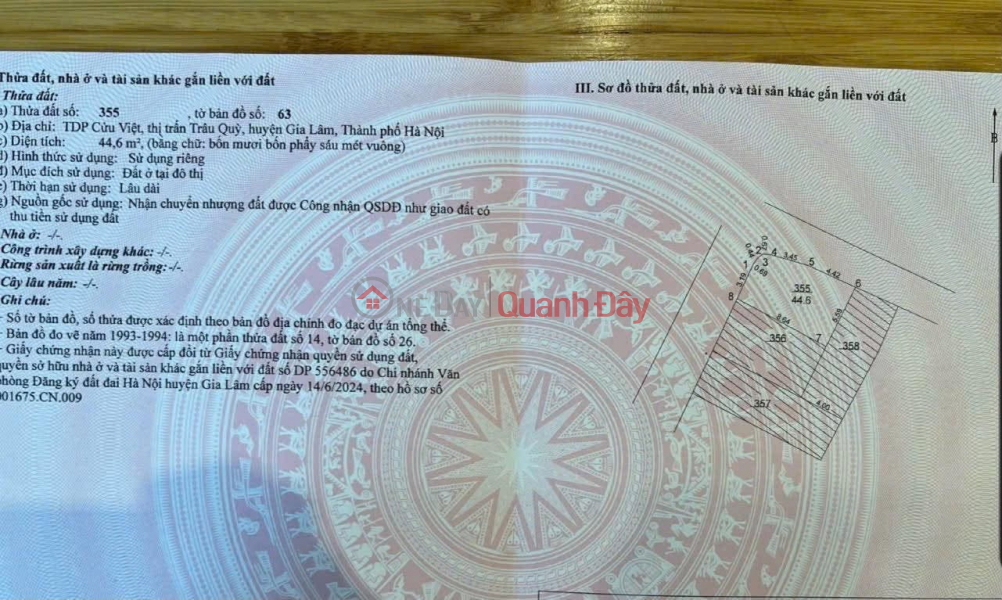 FOR SALE: 44.6 M2 LAND IN CU VIET – GIA LAM, CORNER PLOT WITH 2 OPEN SIDES – CAR ACCESS TO THE HOUSE, CONTACT 0985865658 Sales Listings