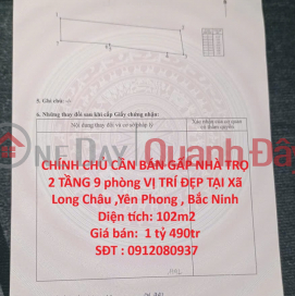 OWNER URGENTLY NEEDS TO SELL A 2-STORY, 9-ROOM RENTAL PROPERTY IN A PRIME LOCATION IN LONG CHAU COMMUNE, YEN PHONG DISTRICT, BAC NINH PROVINCE _0