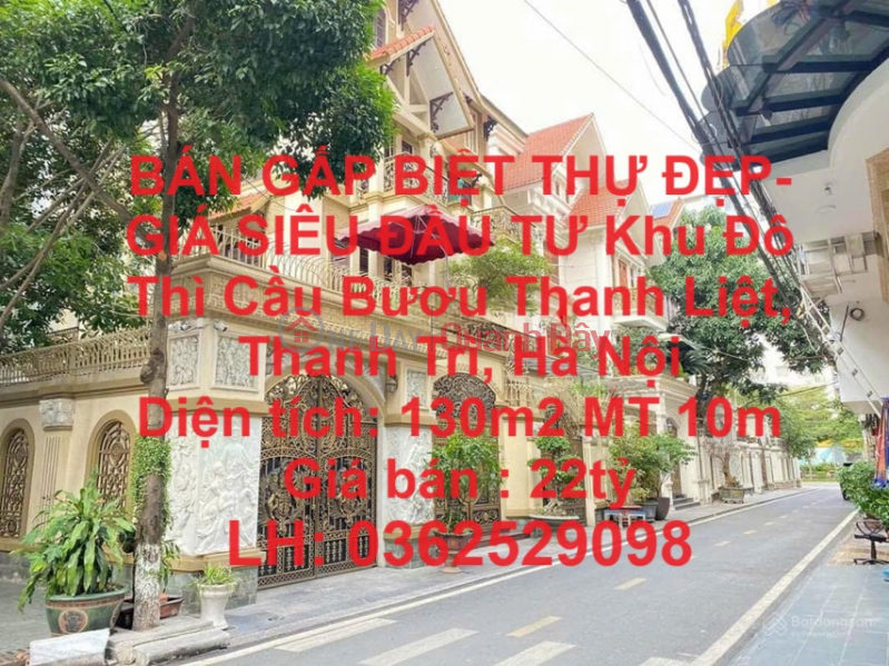 BEAUTIFUL VILLA FOR URGENT SALE - SUPER INVESTMENT PRICE IN Thanh Liet Cau Buu Urban Area, Thanh Tri, Hanoi Sales Listings