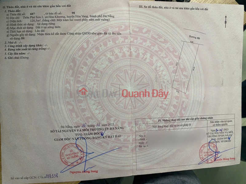 OWNER'S LAND - GOOD PRICE - QUICK SALE Lot of Land in Phu Son 2 Village, Hoa Vang, Da Nang Sales Listings