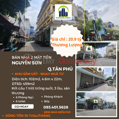 URGENT SALE of house 2 Nguyen Son frontage 102m2, 3 ST floors - CASH FLOW 55M\/TH _0