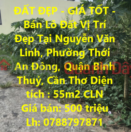 ĐẤT ĐẸP - GIÁ TỐT - Bán Lô Đất Vị Trí Đẹp Tại Quận Bình Thủy, Cần Thơ _0