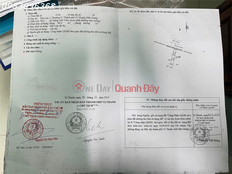 Property Search Vietnam | OneDay | Nhà ở | Niêm yết bán | BÁN ĐẤT CÓ NHÀ – 2 BÌA RIÊNG – TP VỊ THANH, HẬU GIANG