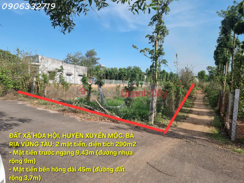Property Search Vietnam | OneDay | Nhà ở | Niêm yết bán | Bán đất 2 mặt tiền xã Hòa Hội, Xuyên Mộc, Bà Rịa Vũng Tàu, DT 290m2, giá đầu tư