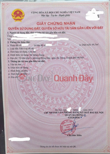 Property Search Vietnam | OneDay | Nhà ở | Niêm yết bán CHÍNH CHỦ bán đất tổ 6, đường Quốc lộ 6, P. Yên Nghĩa, Hà Nội, trước đây P. Đồng Mai, Q. Hà Đông