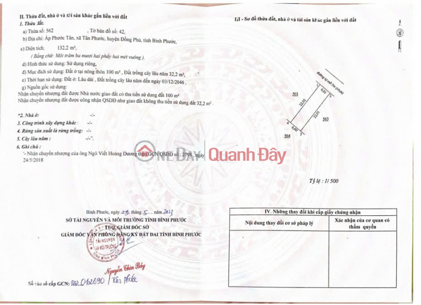 BEAUTIFUL LAND - GOOD PRICE - URGENT SALE Potential Land Lot In Tan Phuoc Commune, Dong Phu, Binh Phuoc Sales Listings