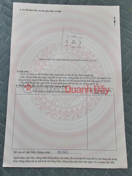 Land for sale in Dong Nguyen Khe village (old) - Phuc Thinh - 52m2 Corner lot - Car access Vietnam Sales, đ 4.99 Billion