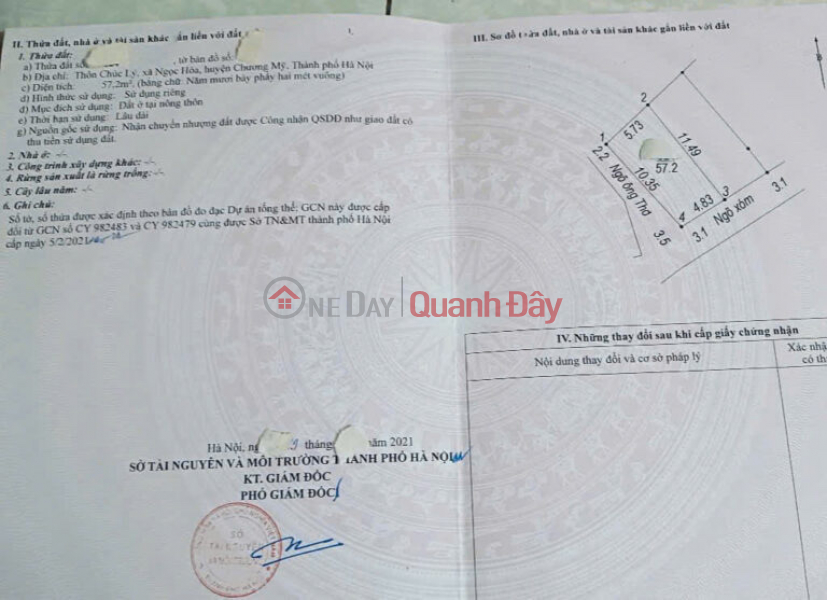 đ 10 Million OWNER NEEDS TO SELL LOT OF 57.2 METERS OF LAND IN NGOC HOA-CHUONG MY-HANOI