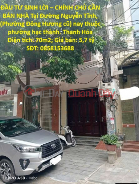 ĐẦU TƯ SINH LỜI – CHÍNH CHỦ CẦN BÁN NHÀ Tại Phường Đông Hương, TP Thanh Hóa, tỉnh Thanh Hóa Niêm yết bán