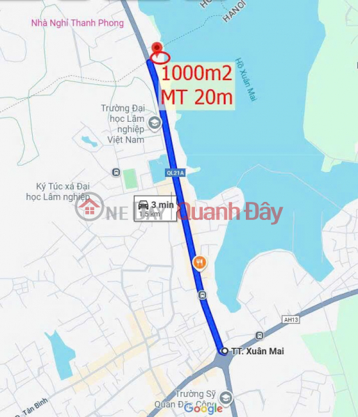 [Chính chủ] Bán lô đất 1000m2 mặt tiền 20m bám đường QL21 đối diện ĐH Lâm Nghiệp, view Hồ Xuân Mai Việt Nam | Bán đ 33 tỷ