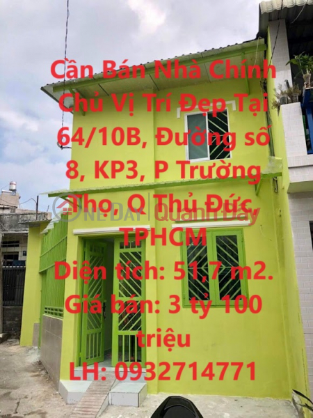House For Sale By Owner, Nice Location In Truong Tho Ward, Thu Duc District, Ho Chi Minh Sales Listings