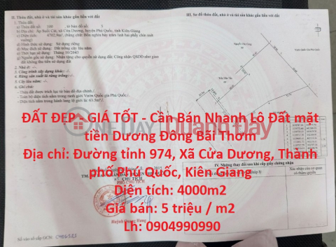 BEAUTIFUL LAND - GOOD PRICE - Quick Sale Land Lot Front Duong Dong Bai Thom _0