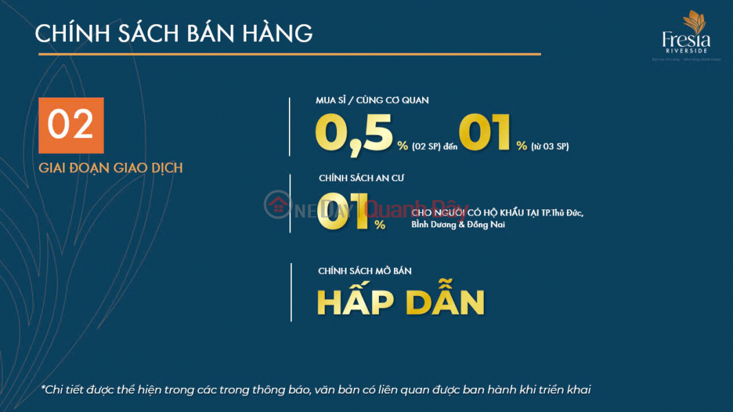 đ 1,75 tỷ | Rổ hàng 30 xuất nội bộ, chính sách CĐT gía F0 căn hộ Fresia Riverside Tân Vạn - Biên Hòa