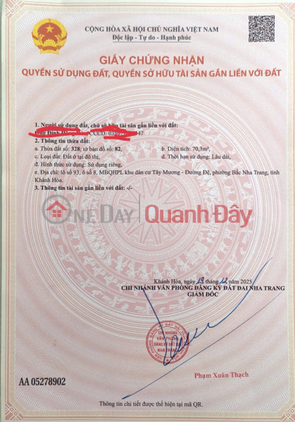 đ 4,5 tỷ, BÁN ĐẤT ĐẸP - Vị trí mặt tiền đường Nguyến Địa Lô - TĐC Hòn Xện, Bắc Nha Trang, Khánh Hòa