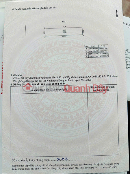 60m2 TẠI KHÊ NỮ - NGUYÊN KHÊ - ĐA - HN, Việt Nam Bán, đ 5,4 tỷ