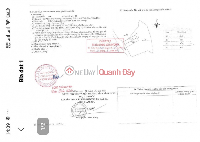 ĐẤT CHÍNH CHỦ - GIÁ TỐT CẦN BÁN NHANH LÔ ĐẤT VỊ TRÍ ĐẮC ĐỊA tại TP. Vĩnh Yên tỉnh Vĩnh Phúc Niêm yết bán