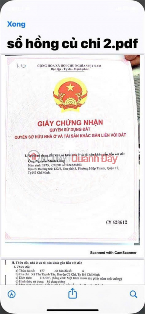 ĐẤT ĐẸP – GIÁ TỐT – CHÍNH CHỦ CẦN BÁN Tại Tân Thạnh Tây cũ, Củ Chi, TP.HCM _0