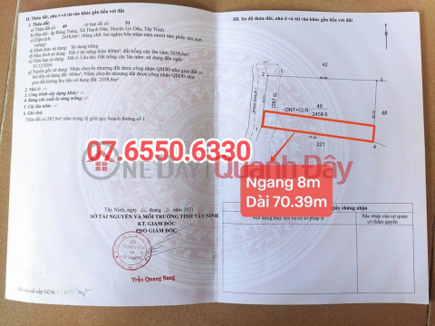PRIME LAND - PROFITABLE INVESTMENT - Owner Needs to Sell a Plot of Land in Thanh Duc Commune, Tay Ninh Province _0