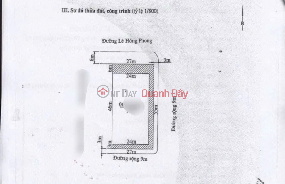 Bán lô đất 3 mặt đường DT 1485M Đường Lê Hồng Phong Hải An HP Niêm yết bán