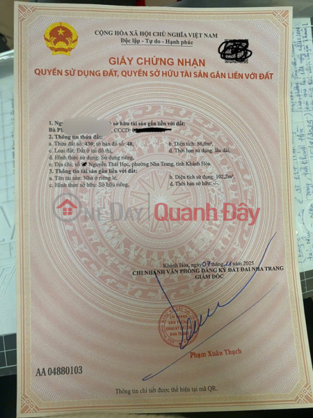 BÁN NHÀ MẶT TIỀN ĐƯỜNG NGUYỄN THÁI HỌC – GẦN SÁT CHỢ ĐẦM NHA TRANG. Việt Nam | Bán | đ 8,7 tỷ