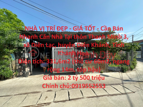 BEAUTIFUL LOCATION HOUSE - GOOD PRICE - House for quick sale in Dien Lac, Dien Khanh _0