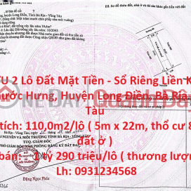 OWN 2 Plots of Land Front - Adjacent Private Book - In Phuoc Hung Commune, Long Dien District, Ba Ria Vung Tau _0