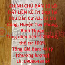 CHÍNH CHỦ BÁN 10 LÔ ĐẤT LIỀN KỀ Trí Đẹp Tại Tuy Phong, Bình Thuận _0