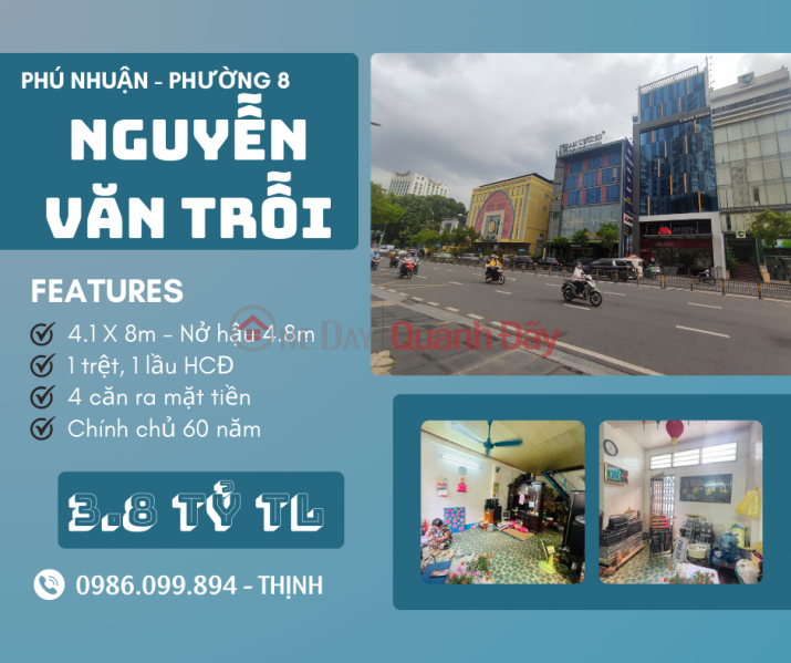 Bán nhà Phú Nhuận, 4.1x8 nở hậu, Nguyễn Văn Trỗi, 2 tầng HCĐ, không lộ giới Niêm yết bán