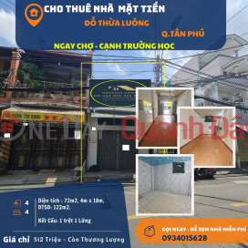 Cho thuê nhà mặt tiền Đỗ Thừa Luông 72m2, 1 Lửng, 12Triệu - NGAY CHỢ _0