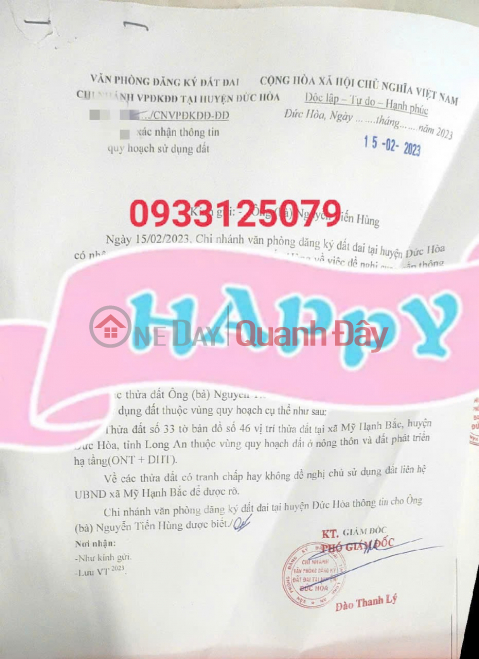 GIÁ TỐT - CHÍNH CHỦ Cần Bán Lô Đất Nền Full Thổ Cư Tại Xã Mỹ Hạnh Bắc, Đức Hòa, Long An. _0
