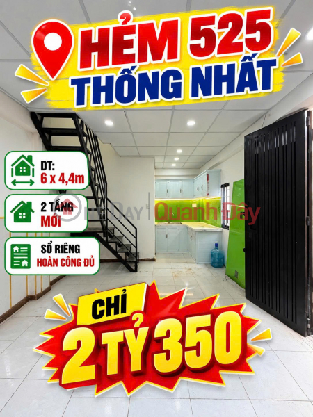 House for sale in Thong Nhat, Go Vap, 6m x 4.4m, 2 floors, new and beautiful, price only 2.35 billion VND. Sales Listings