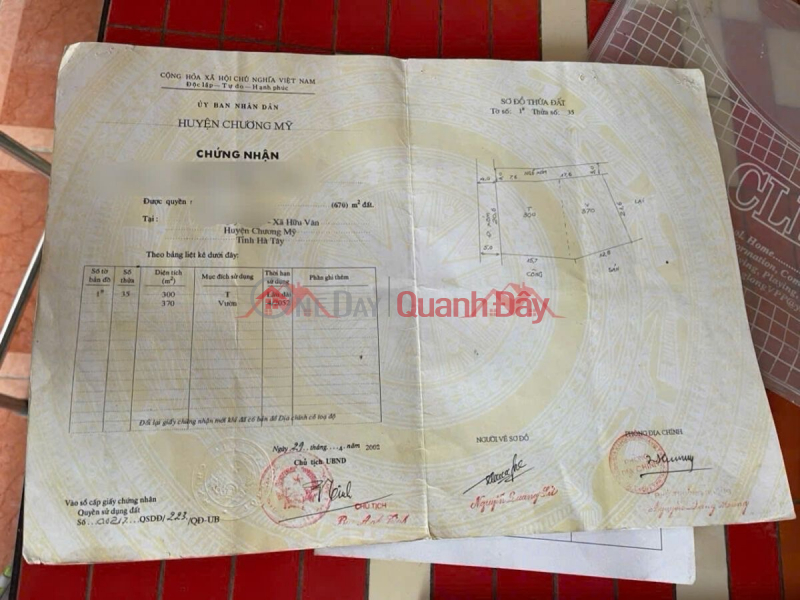 đ 90 triệu | CHÍNH CHỦ CẦN BÁN LÔ ĐẤT 670M TẠI HỮU VĂN-CHƯƠNG MỸ-HÀ NỘI
