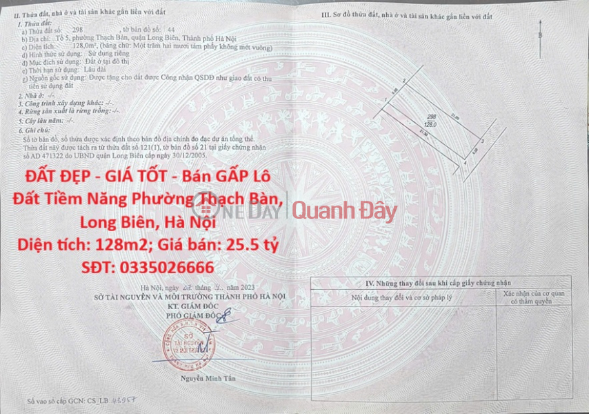 BEAUTIFUL LAND - GOOD PRICE - URGENTLY SELLING A PLOT OF POTENTIAL LAND IN THACH BAN WARD, LONG BEN, HA NOI Sales Listings