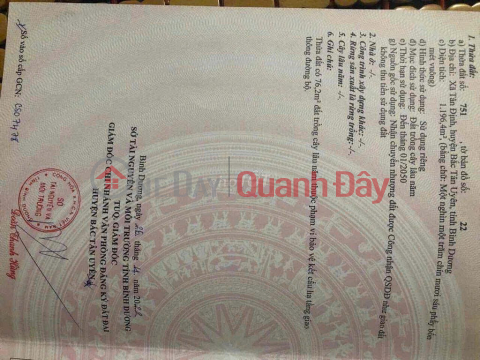 Chính Chủ Cần Bán Lô Đất Xã Tân Định, Huyện Bắc Tân Uyên, Bình Dương _0