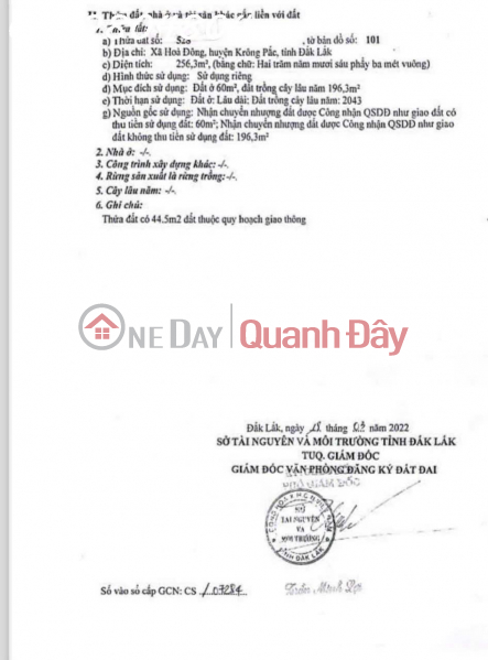 LAND FOR SALE IN EAKMAT, HOA DONG, DAK LAK - ALONG THE PLANNED 26M WIDE ROAD AXIS | Vietnam Sales | đ 850 Million