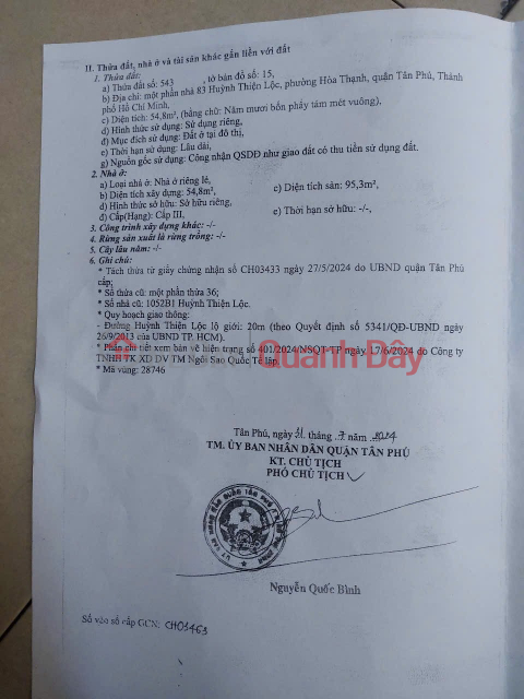 BEAUTIFUL HOUSE - GREAT PRICE Owner urgently needs to sell a house in Tan Phu District, Ho Chi Minh City. _0