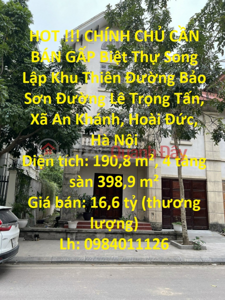 HOT!!! OWNER NEED TO SELL IMMEDIATELY Twin Lap Villa Bao Son Paradise Sales Listings