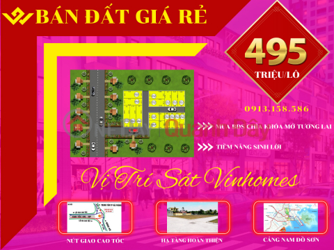Need to urgently liquidate land lot located in Duong Kinh district, cheap price 495 million\/lot with wide road. official red book. _0