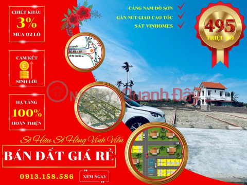 The owner needs to sell 2 plots of land adjacent to each other with 2 open sides in the center of Hoa Nghia ward, Duong Kinh district, price 1 _0