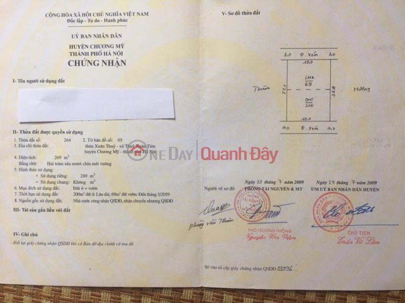 CHÍNH CHỦ BÁN LÔ ĐẤT 269M TẠI THỦY XUÂN TIÊN-CHƯƠNG MỸ-HÀ NỘI, Việt Nam | Bán đ 10 triệu