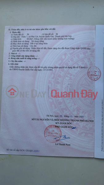 BÁN LÔ ĐẤT ĐẸP - VỊ TRÍ ĐẸP TẠI THÔN 7, XÃ PHÚ CÁT, QUỐC OAI, HÀ NỘI, Việt Nam, Bán, đ 9,8 tỷ