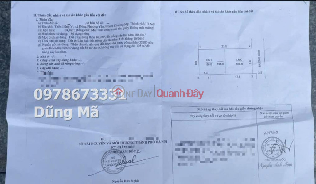 Property Search Vietnam | OneDay | Residential Sales Listings, OWNER SELLS LAND LOT AT INVESTMENT PRICE IN DONG PHUONG YEN-CHUONG MY