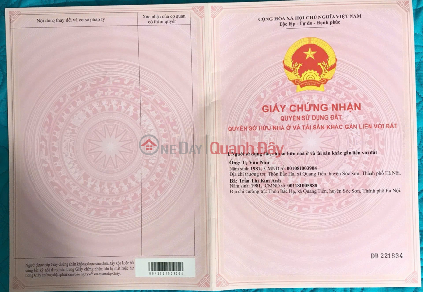 Property Search Vietnam | OneDay | Nhà ở | Niêm yết bán ĐẤT CHÍNH CHỦ - TIỀM NĂNG Tại Khu Đấu Giá Hương Đình, Xã Mai Đình, Sóc Sơn, Hà Nội