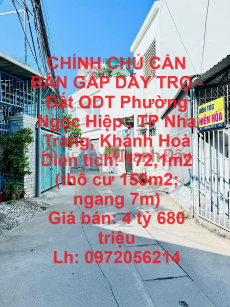 CHÍNH CHỦ CẦN BÁN GẤP DÃY TRỌ - Đất ODT Phường Ngọc Hiệp , TP Nha Trang, Khánh Hoà Niêm yết bán