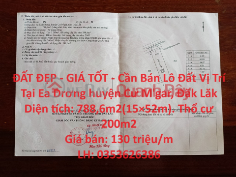 ĐẤT ĐẸP - GIÁ TỐT - Cần Bán Lô Đất Vị Trí Tại Ea Drơng huyện Cư M'gar, Đăk Lăk _0