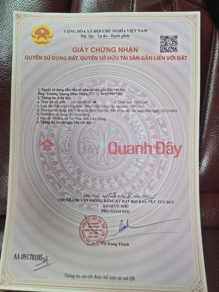 HOT HOT ĐẦU TƯ SINH LỜI– CHÍNH CHỦ CẦN BÁN ĐẤT TẠI xã đăk buk so, huyện Tuy Đức, tỉnh Đăk Nông | Việt Nam, Bán | đ 1,2 tỷ