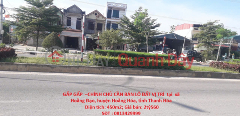 URGENT - OWNER NEEDS TO SELL LAND LOT LOCATED in Hoang Dao commune, Hoang Hoa district, Thanh Hoa province _0