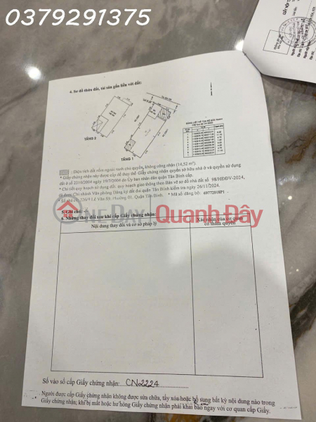 Chính chủ bán nhà riêng 1 trệt + 1 lầu Lê Văn Sỹ, P. Tân Sơn Hòa, DT 80.2 m2, 23 tỷ có TL Niêm yết bán