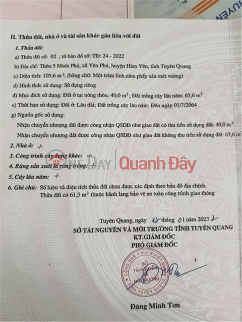 Owner Needs to Sell a Lot of Land on Highway 2 at KLM 47, Ham Yen, Tuyen Quang _0